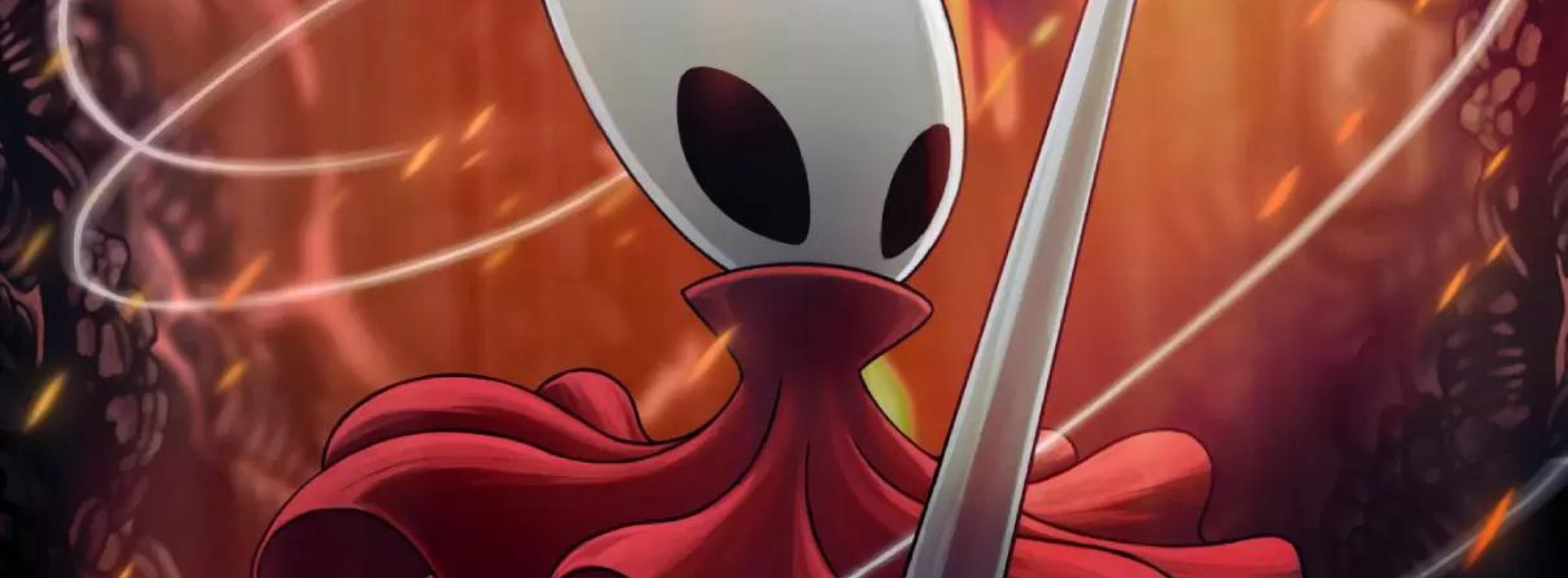 Imagem divulgação do jogo com personagem Hornet segurando um ferrão.